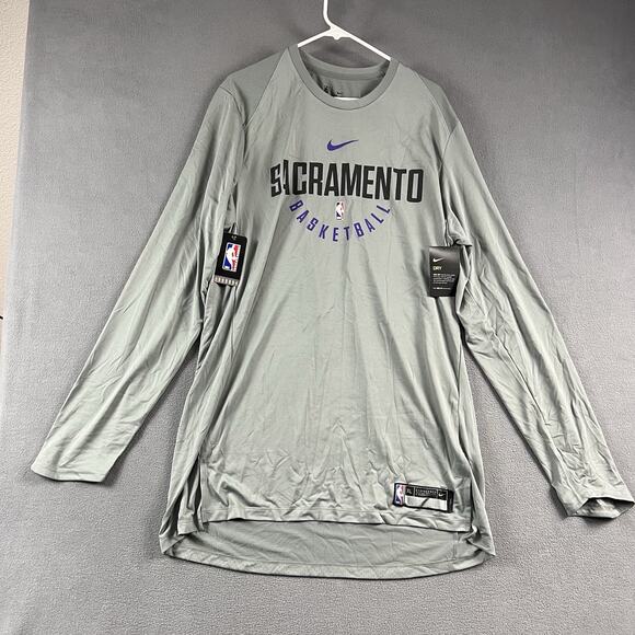 Nike Shirt Mens XL Tall Gray Sacramento Kings Dri-Fit Long Sleeve Team Issued - Picture 1 of 10